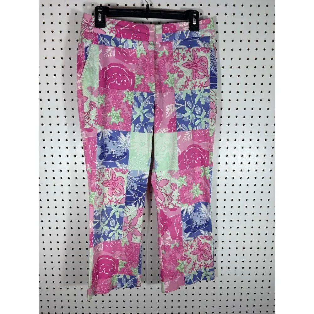 Lilly Pulitzer patchwork multi print trousers size 6